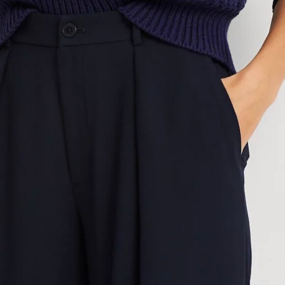 Navy Double-Faced Georgette Wide-Leg Pant - Picture 4 of 13